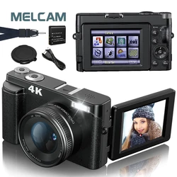Câmera Digital para Fotografia e Vídeo, Câmera Vlogging Compacta Anti-Shake Autofoco, Tela Flip com Flash, 4K, 48MP, 3 