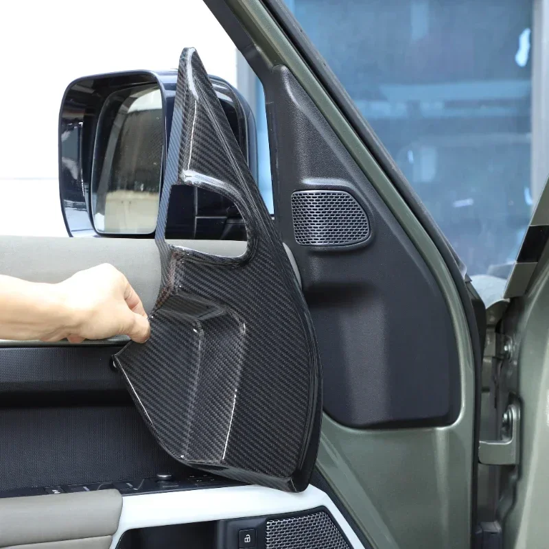For Land Rover Defender 90 110 130 2020-2025 Real Carbon Fiber Car A-pillar Horn Cover Interior Car Accessories