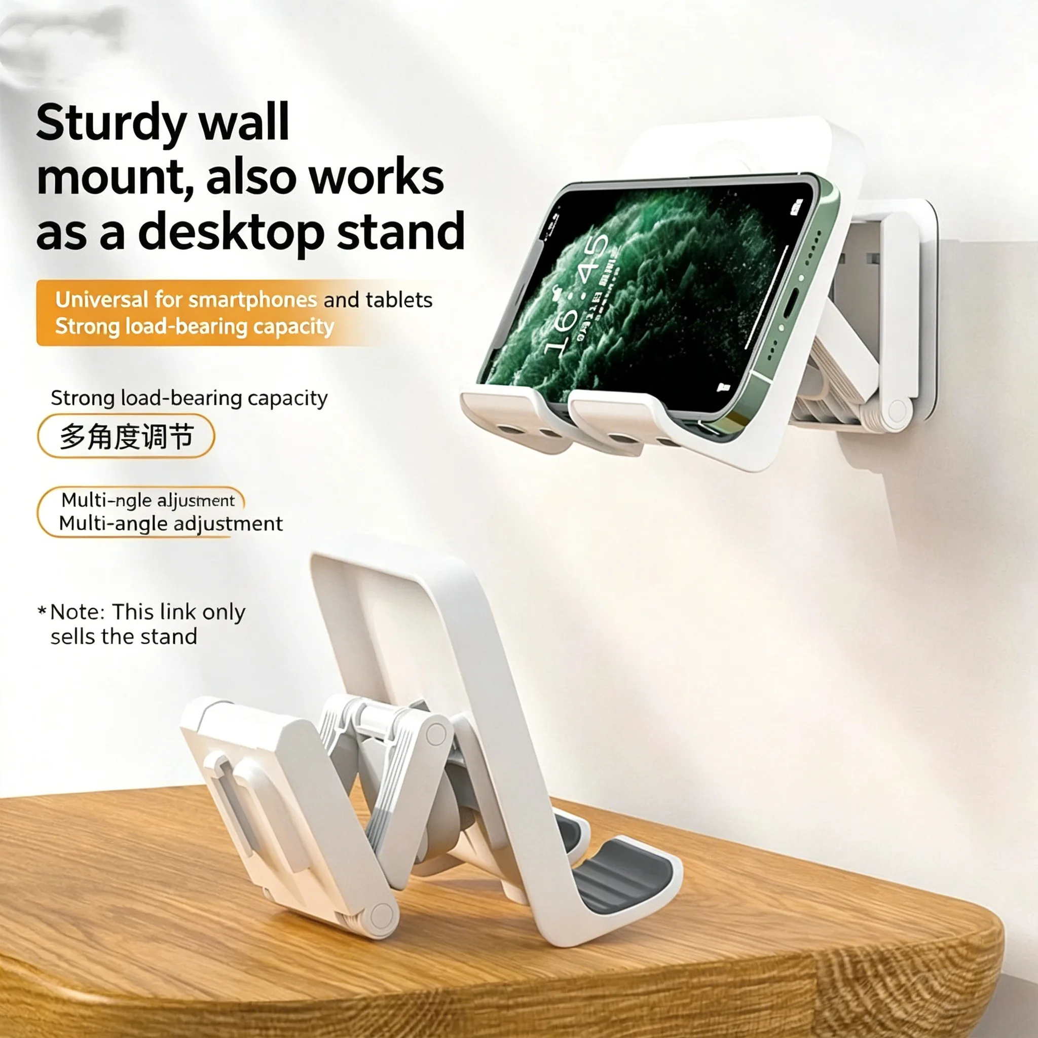 Suporte de Telefone para Chuveiro Portátil com Montagem na Parede, Ajustável, Adesivo, Suporte Universal para Celular, Mãos Livres