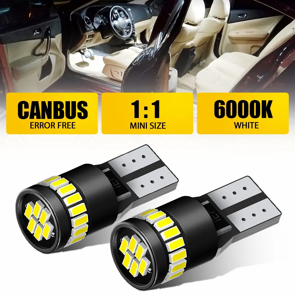 2X AUXITO 24H W5W T10 White/Red/Yellow/Blue 12V 240LM 6000K Super White Canbus For Position License Plate Clearance Night Light