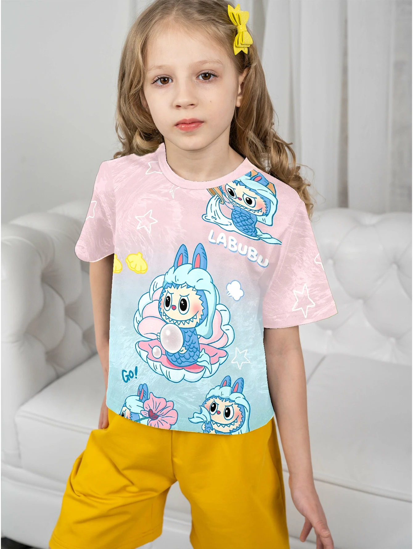 3D Print Cute Cartoon Labubu Baby Clothing 5 to 14 Years Male Outdoor Clothes for Children Boy Girl Child T-Shirt Top Shirts