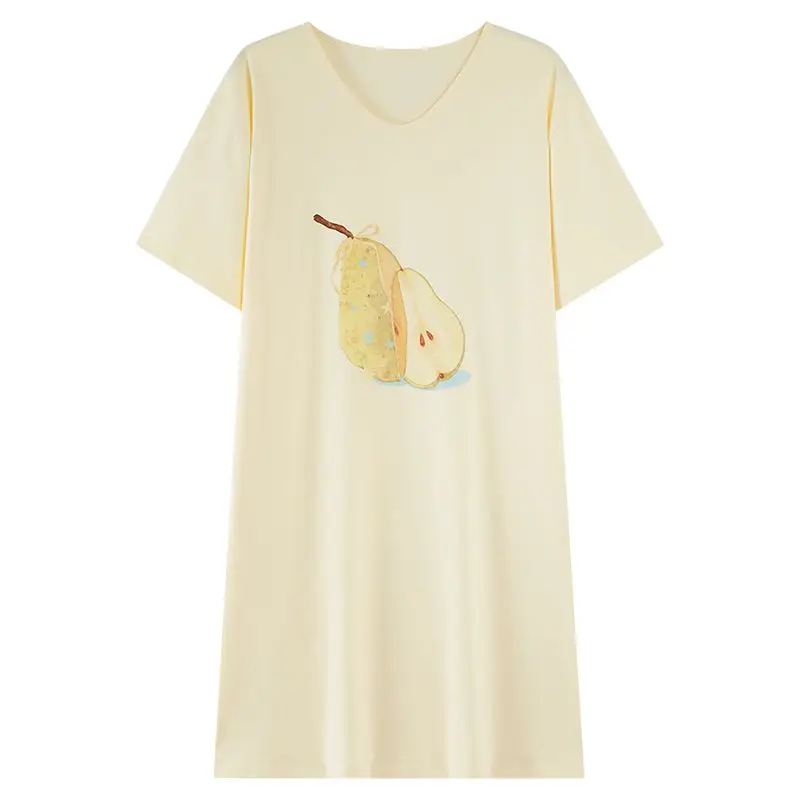 Hot Summer Plus Size Short Sleeve 100% Cotton Nightgowns for Women Korean Cute Cartoon Sleepwear Homewear Nightdress Night Dress 4