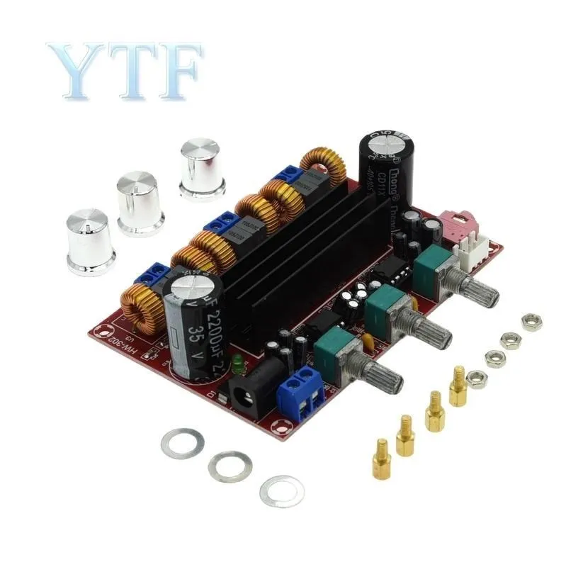 

XH-M139 2.1 channel digital power amplifier board 12V-24V wide voltage TPA3116D2 2*50W+100W