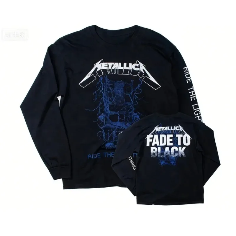 Rock Band Inspired Retro Heavy Metal 3D Print Long Sleeve Tee Unisex Vintage Y2K Fan Top Casual Streetwear Men Women Shirt