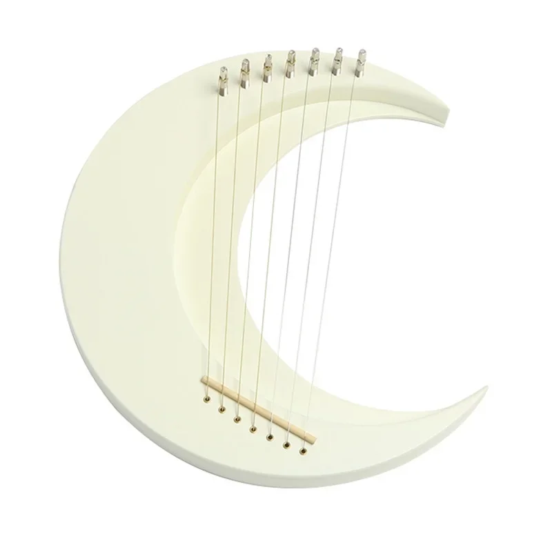 Crescent Moon Lyre Harp 7 Strings Portable Lyra Harp Piano Mini Stringed Musical Instrument With Instructions Tuning Wrench