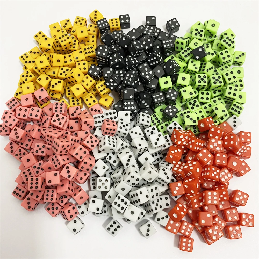 Juego de dados de construcción de plástico D6, Mini dados de ángulo recto, accesorios de juego de magia, 1000 piezas, 8mm