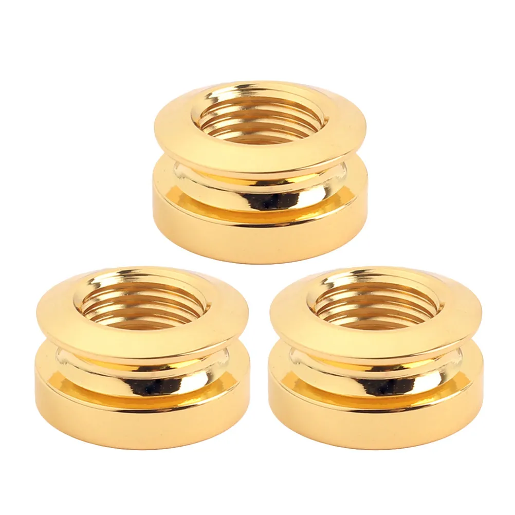 3 Pcs Acoustic Guitar Endpin Nut Gold Pickup Strap Button Jack Adaptor Plug Chrome Replacement
