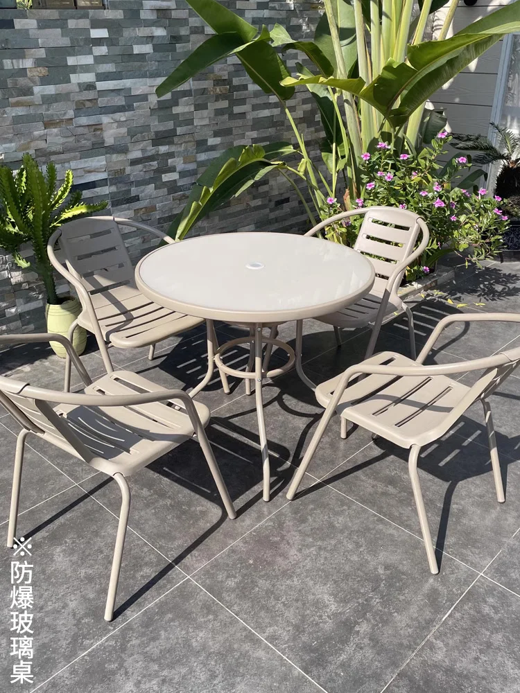 

outdoor table and chair, courtyard outdoor net red open-air terrace, balcony, coffee table, wrought iron leisure plastic chair