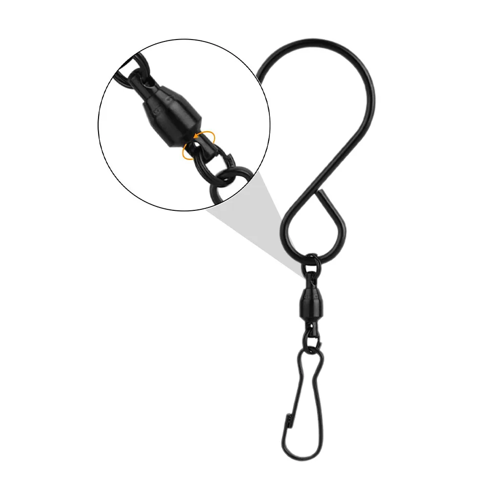 

10pcs Stainless Steel Hooks Compact Swivel Hangers Black Coating 360°Rotating Wind Chimes Feeders Socks