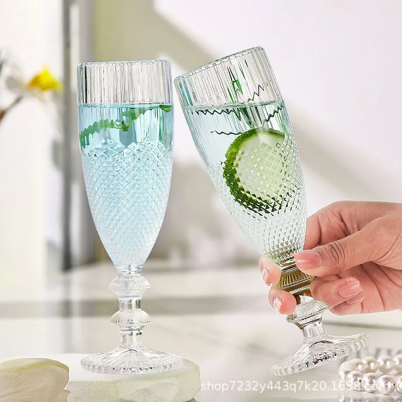 2pcs Glass goblet with high value ins wine juice drink wine champagne glass slightly sparkling cocktail