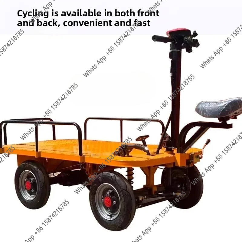 SM  Electric Hand Push Flatbed Truck Four-wheel Handling And Transportation Load Pulling Loading For Construction Site