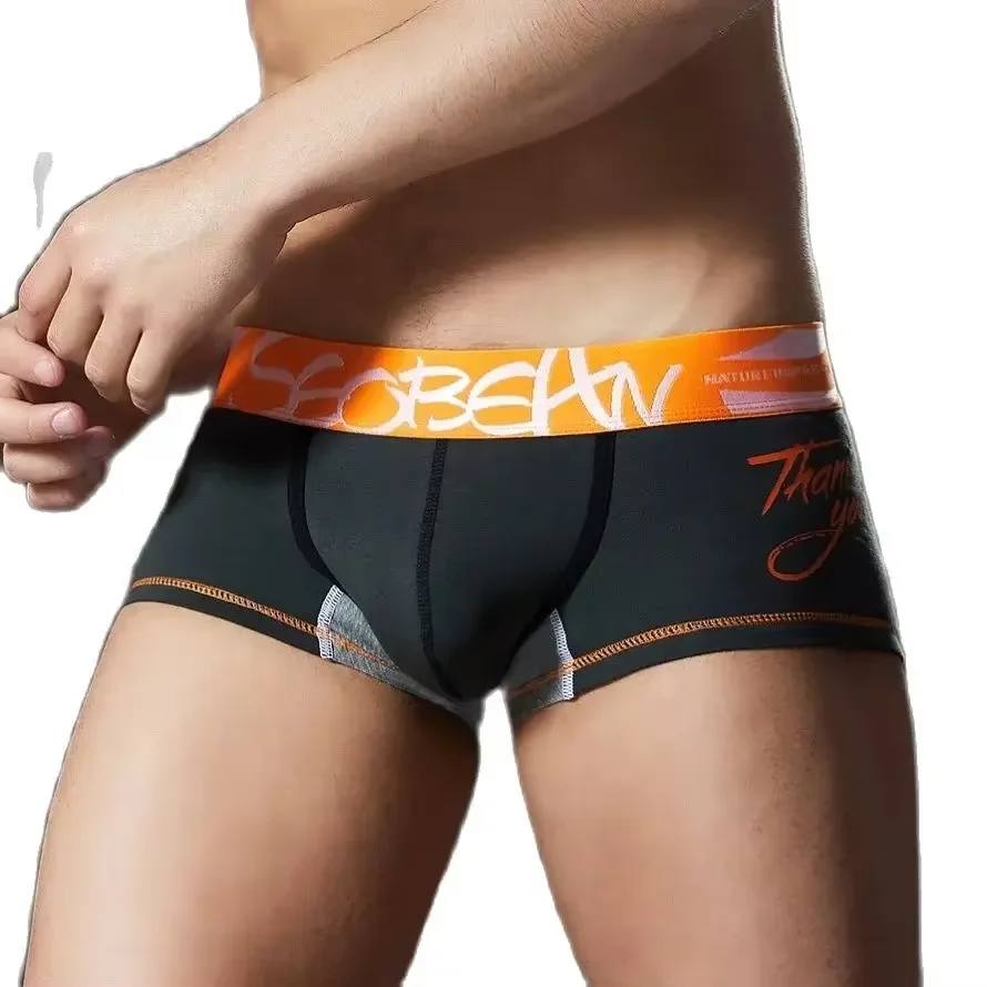 Cotton Bulge Boxy Underwear for Men Low Waist U Convex Pouch Boxer Briefs Male Breathable Comfort Sweat Absorb Sports Underpants