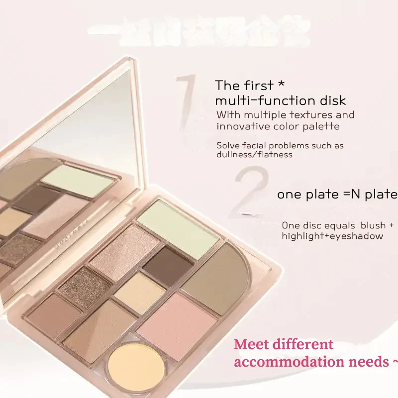 Judydoll 10 Color Eyeshadow Multipurpose Palette Blush Highlight & Contour All-in-One Matte Pearlescent Eye Glitter Makeup