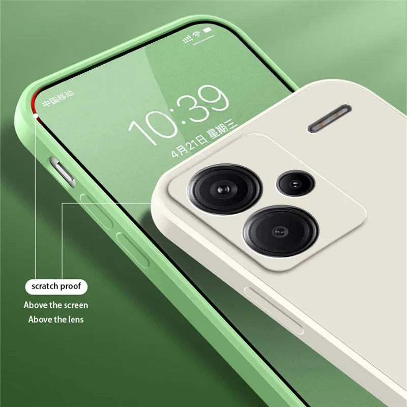 Xiaomi用液体シリコンケース,カメラ保護,ソフトバック,Redmi note 13 pro plus,13 proバッグ