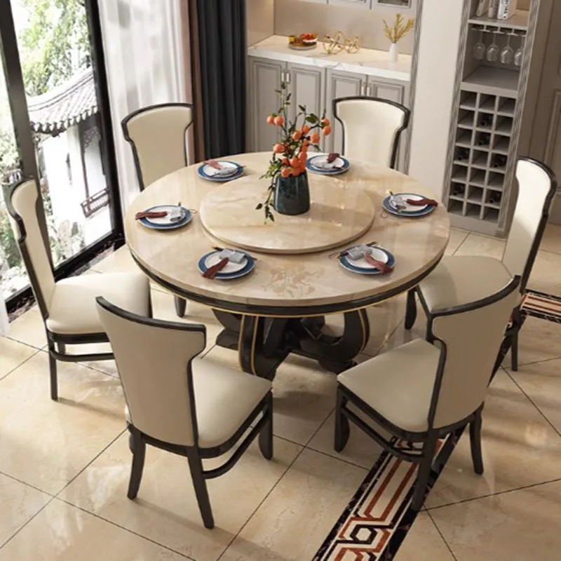 European Modern Dining Table Design Nordic High Marble Luxury Dining Table Round Sets Chairs Mesas De Restaurante Home Furniture