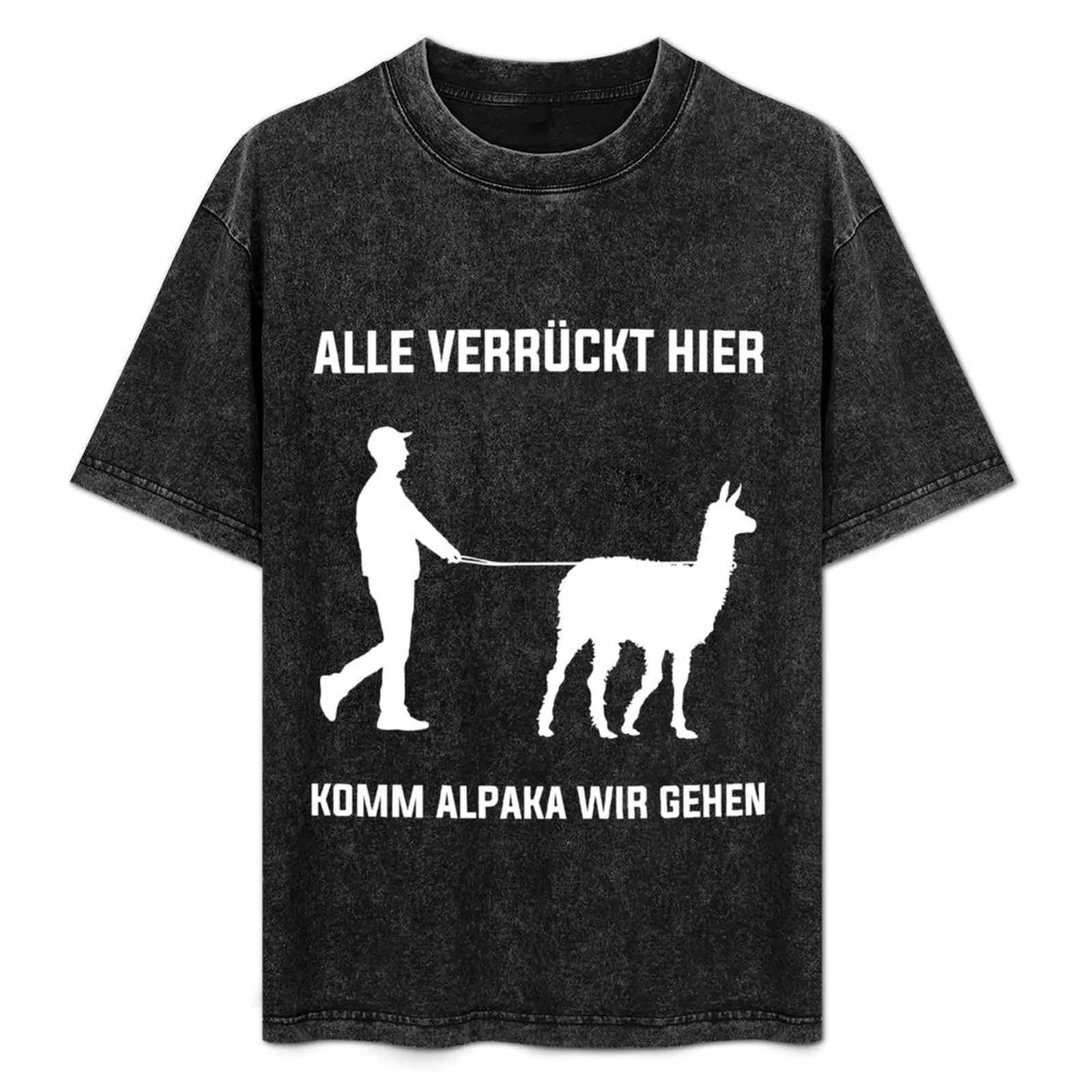 

Alle Verrückt Hier Komm Alpaka Wir Gehen Lustiger Spruch T-Shirt Soft Anti-Shrink Cotton Tee