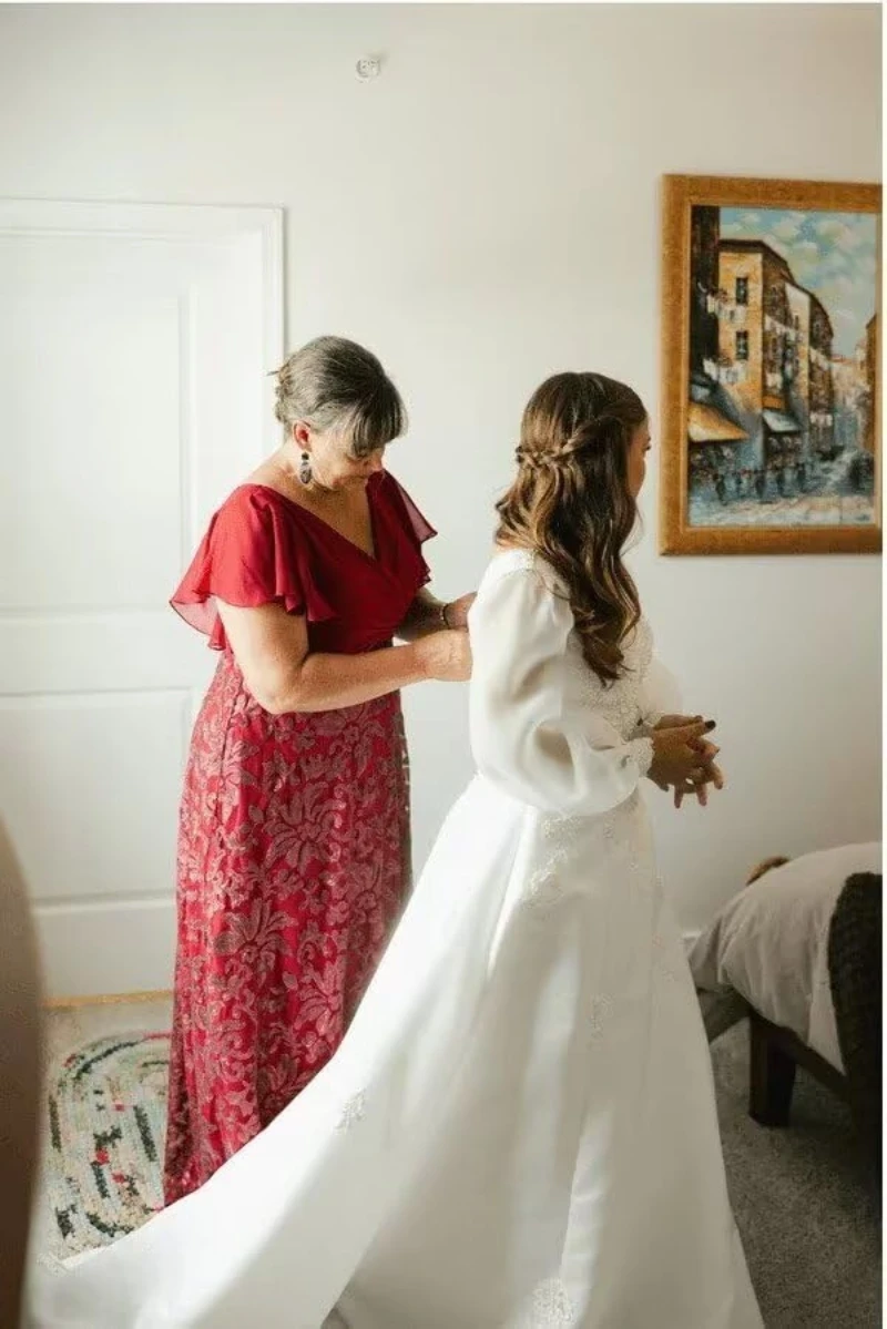 Блестящие пайетки Платья для матери невесты с развевающимися рукавами Плиссированное вечернее платье