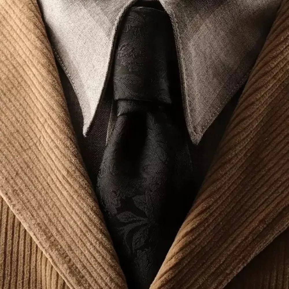 بسيطة بلون أسود ربطة العنق المشارب الجاكار الرجال ربطة العنق اليد تعادل قابل للتعديل الرجعية Cravat البدلة الملحقات