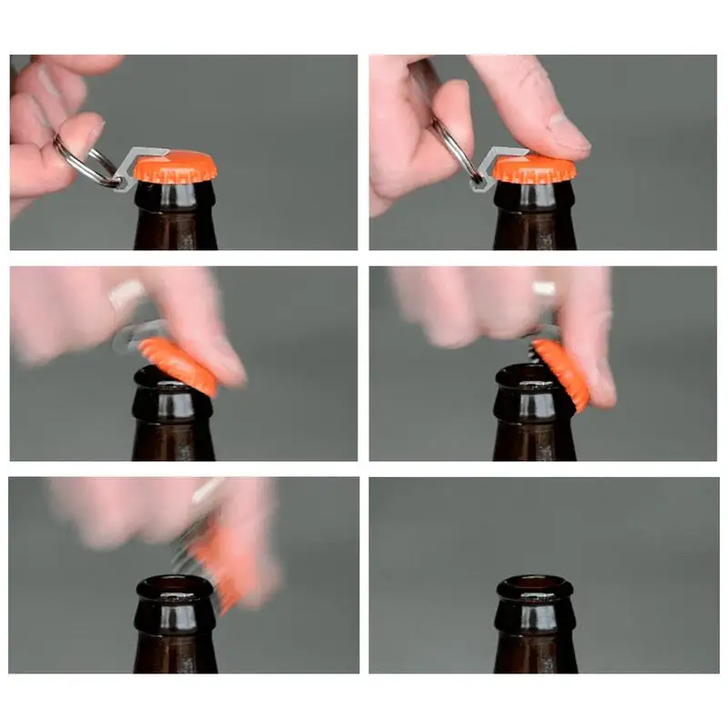 Titanium Alloy Creative Mini Beer Bottle Opener Keychain with Key Rings Pocket Key Ring Tool for Outdoor Camping, Hiking