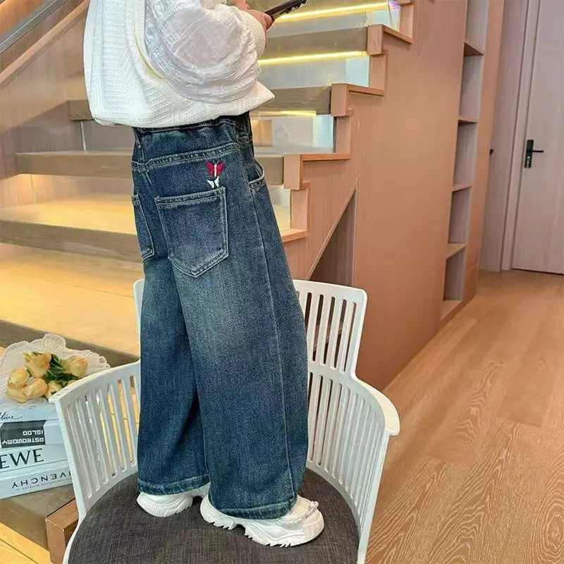 

Children's Autumn And Winter Jeans Fashionable and Stylish Girls' Thick Warm Pants with Velvet Pant Kids Trousers 90-140CM