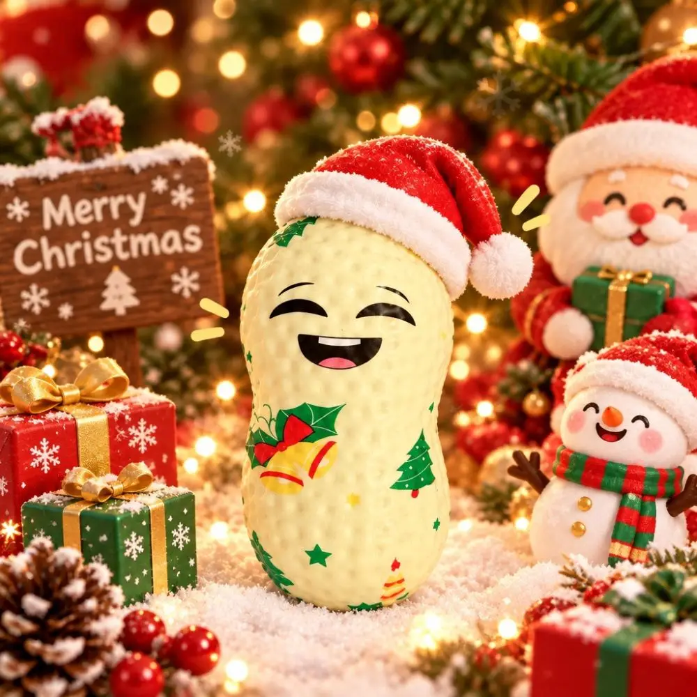 Mud Texture Christmas Peanut PU Squishy Finger-Sticking Slow Rising Good Luck Peanut Toy Hand Relax Pinch Sensory Toy