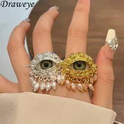 Draweye Eye Y2k Rings for Women Punk Style Hiphop Tassels Anillos Mujer Hyperbole Fashion Forefinger Simple Jewelry