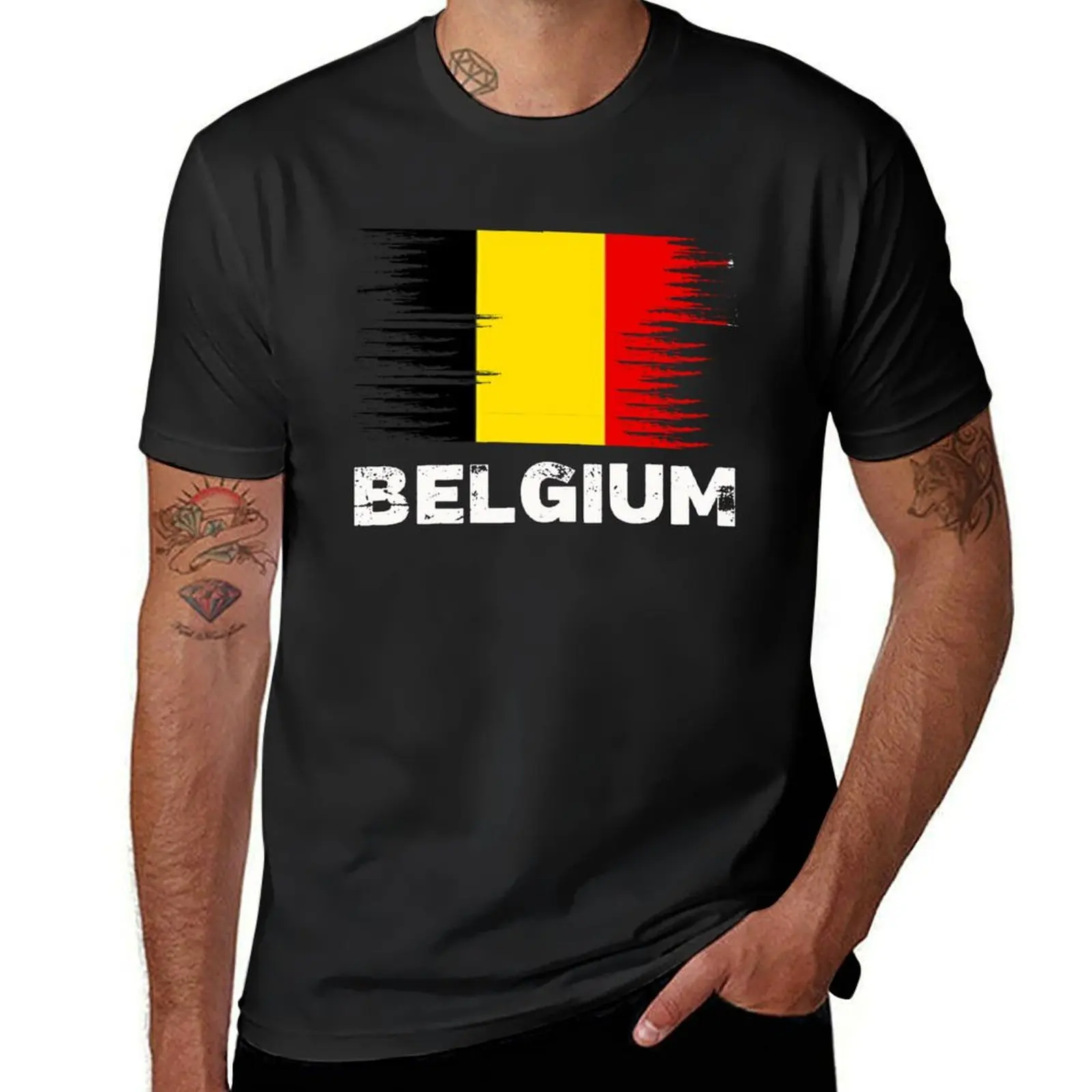 Belgium - Belgian Flag Art Sports Soccer Football Gift T-Shirt oversized anime customizeds sports fans slim fit t shirts for men