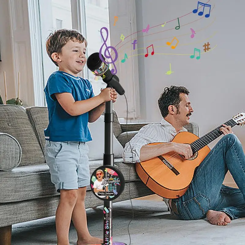 Kids Microphone with Stand Portable Singing Playsets for Kids Karaoke Machine with Smart Connection Singing Toy with Light Gift