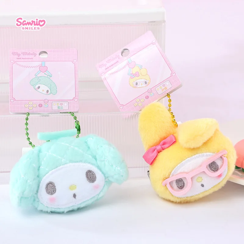 Genuine Sanrio My Melody Cute Girl Plush Toy Anime Stuffed Animals Two Way Hairpin Accessories Hats Scarves Bag Pendants Gift