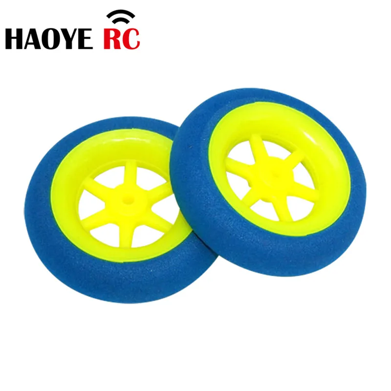 Haoye 10Pcs/Lot  6-Spoke Wheels Sponge Tire Color Blue Super Light Foam Wheels Dia30-50mm For RC Aircraft Model Accessories