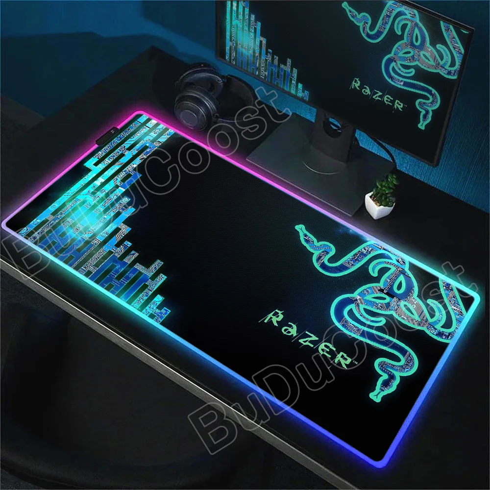 

Cool Glow Razer RGB Mouse Pad Rubber Extend Pad Non Slip Desk Mat Laptop Keyboard Pad PC Accessories Mousepad Large Gaming Mats