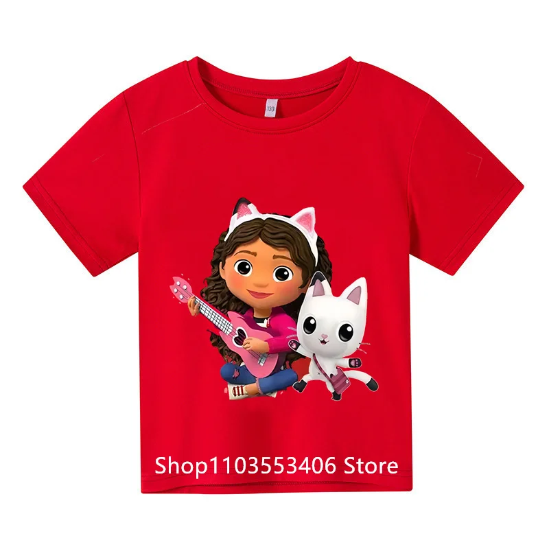 2024 new children's short sleeve cotton cartoon print boys fashion T-shirt girls sports short sleeve