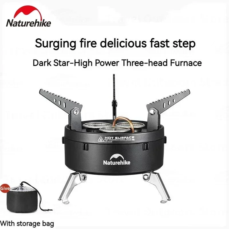 Naturehike Dark Star Gas Stove Three Burner Burner IGT Table Stove Top 3300W Outdoor Camping Picnic Electric-ignite Adjustable