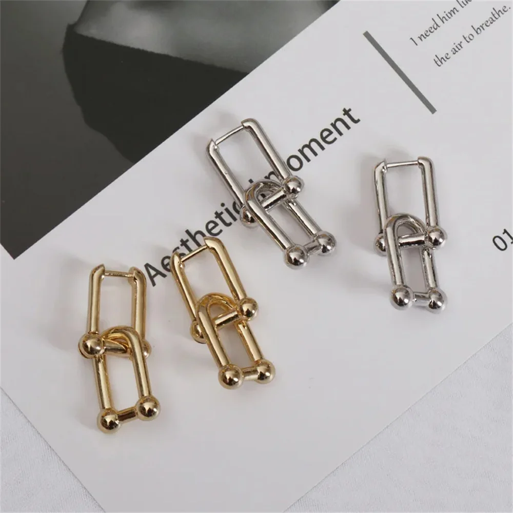 Silver Color Oval Hoop Earrings for Women Hoop French Gold Earrings Fine Jewelry Wholesale