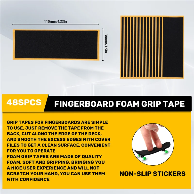AED4-48 ชิ้น Fingerboard Foam Grip เทปกาวโฟมเทปไม่ลื่นโฟม Grip เทปสําหรับ Mini สเก็ตบอร์ด