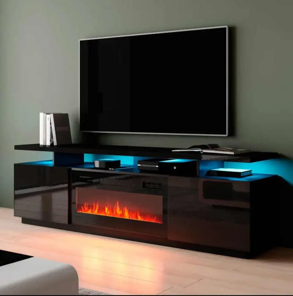 

oneinmil Fireplace TV Stand with 36" Electric Fireplace, LED Light Entertainment Center, TVs Up to 80", 70 inches, Black