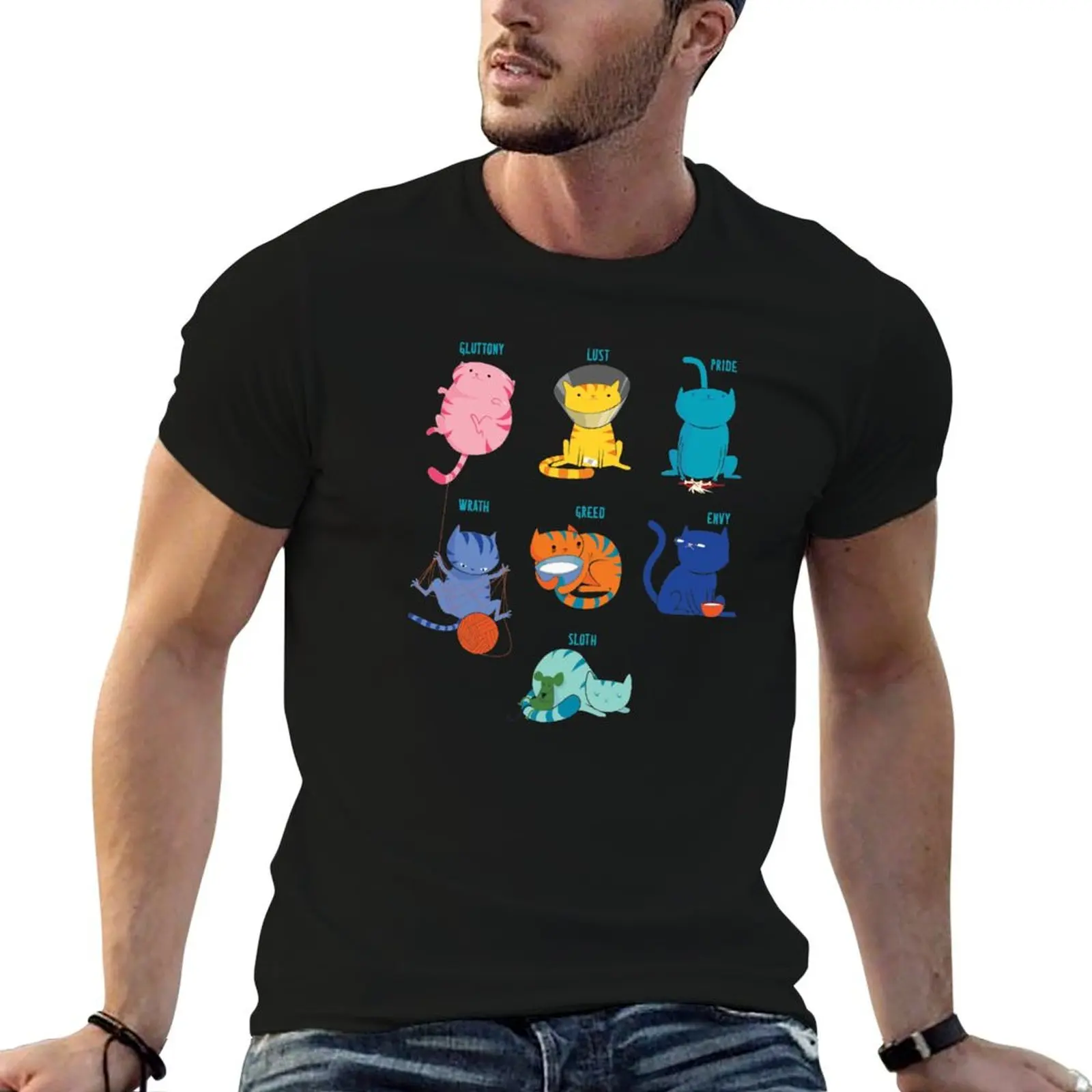 Camiseta 7 sins, camiseta deportiva básica de manga corta
