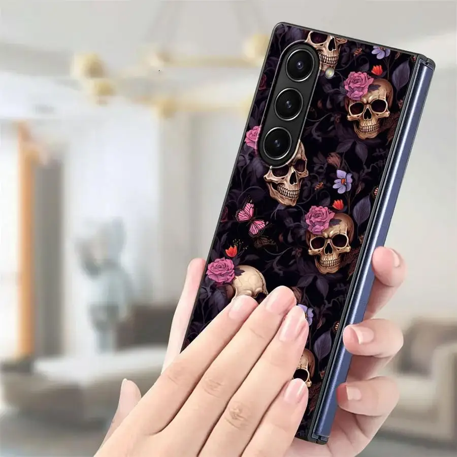 Skull Art Case for Samsung Galaxy Z Fold 7 6 5 4 3 ZFold6 ZFold3 ZFold5 ZFold7 ZFold4 Back Phone Cover