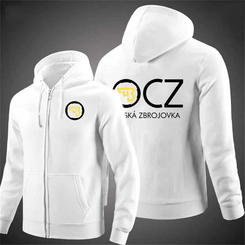 spring autumn men's hooded jacket CZ Ceska Zbrojovka printing loose hoodie casual sports solid color custom logo men's cardigan