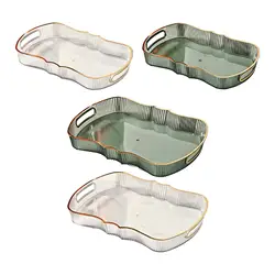 Acrylic Serving Tray with Handle Decorative Tray Jewelry Perfume Cosmetics Holder for Home Kitchen Bread Living Room Office
