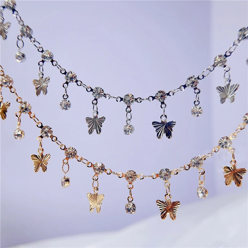 

1meters Butterfly Charms Chains Bulk Lot Metal Copper Link Crystal Beads Chains for Bracelet Necklace Jewelry Making Accessories