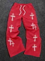 2026 Summer Kids Quick Dry Loose Pants Grey Black Gothic Cross Print Drawstring Elastic Waist Fashion Casual Streetwear Trousers 3