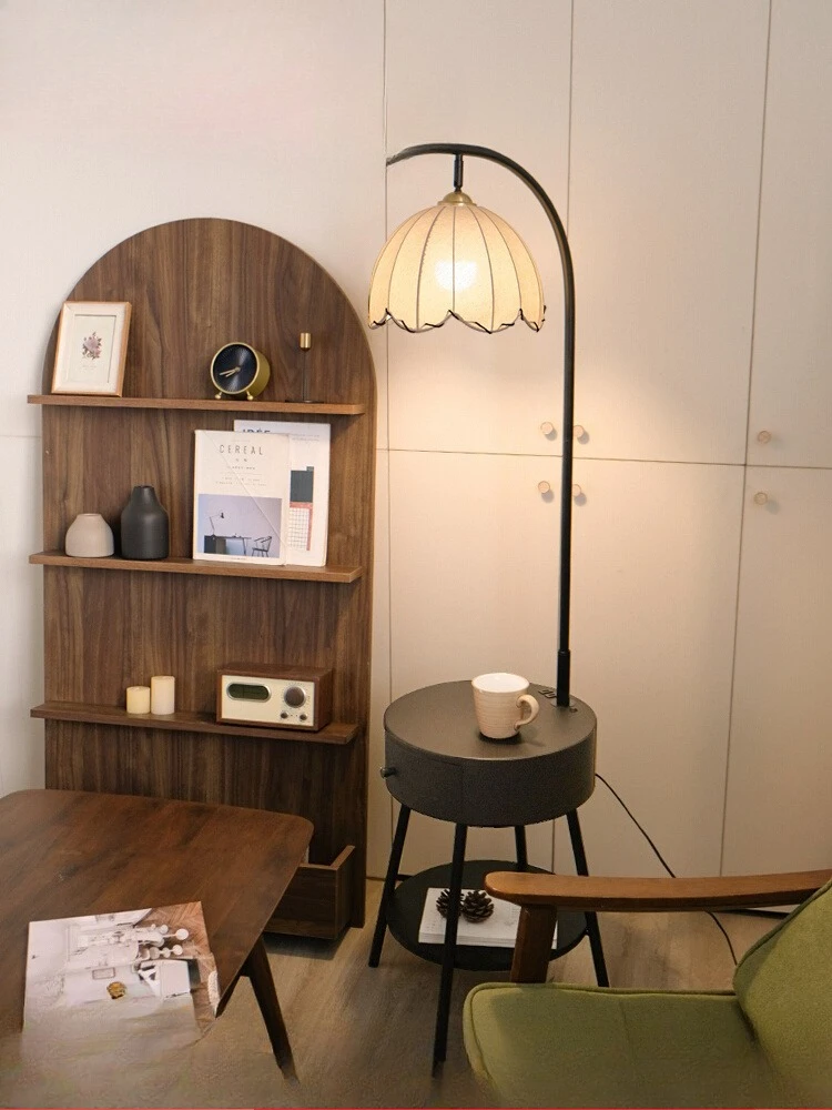 

Medieval style living room floor lamp atmosphere sofa side storage bedside table integrated bedroom vertical floor lamp