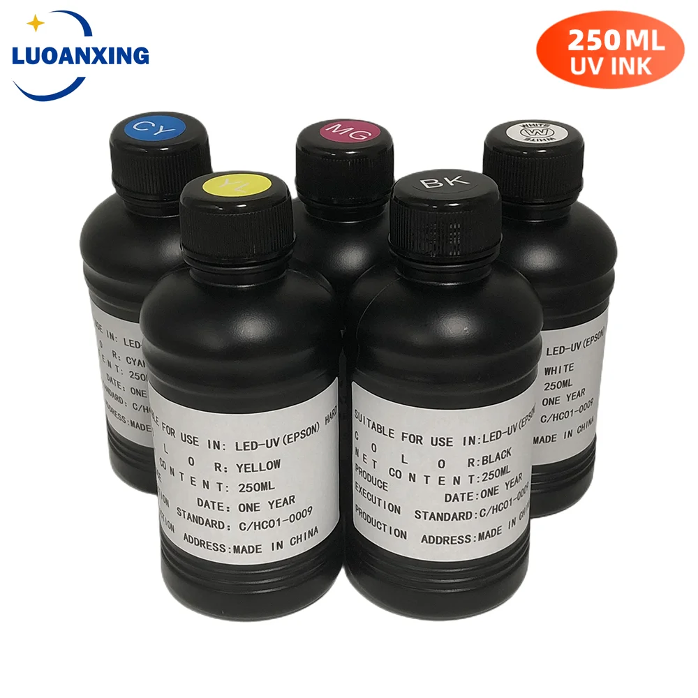 

5×250ML LED UV Ink For DX4 DX5 DX6 DX7 DX10 TX800 XP600 Printhead For Epson 1390 L800 L1800 L805 R1800 R1900 Flatbed Printer