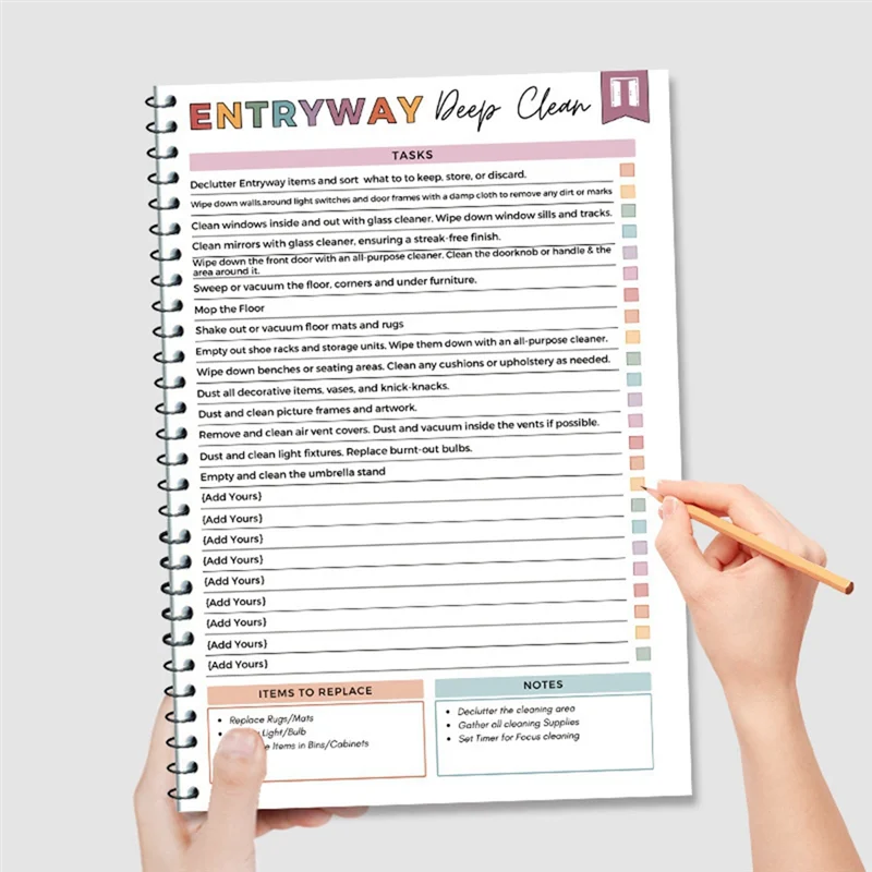 

-A90P Household Cleaning Schedule Annual Cleaning Check List Planner,Housekeeping Check List Planner&Organizer
