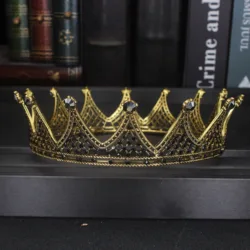 Vintage kryształowa korona król królowa ślub Tiara korowód Prom chluba mężczyźni ozdoby do włosów ślubne akcesoria biżuteria do włosów