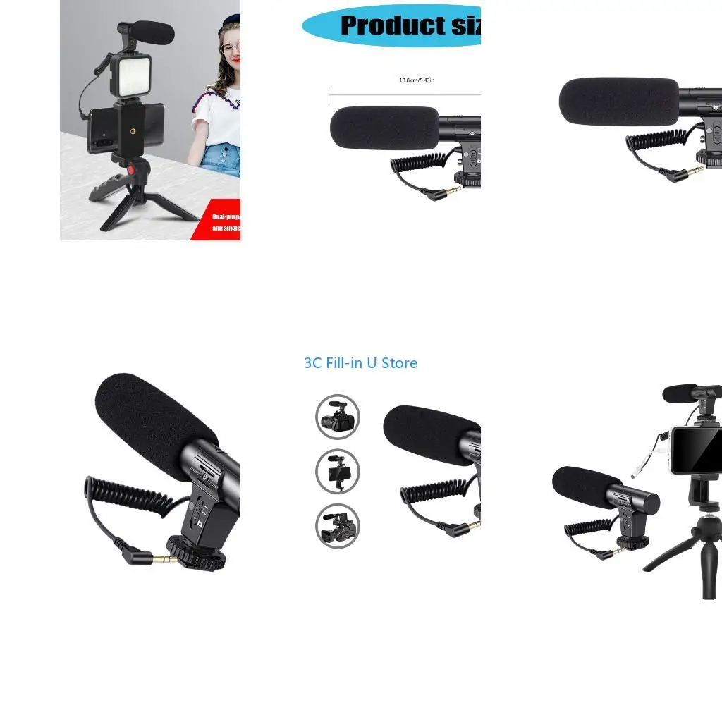 G8TA Sensitive Two Capsules Camera Mics Professional Sound Recording Equipment 5M Ranges