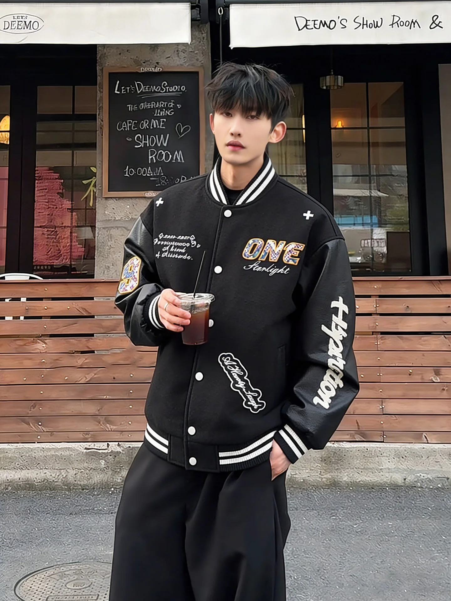 

American High Street Embroidered Baseball Jaet Men's Spring Autumn Trendy Color Blo Casual Sport Top Youth ular