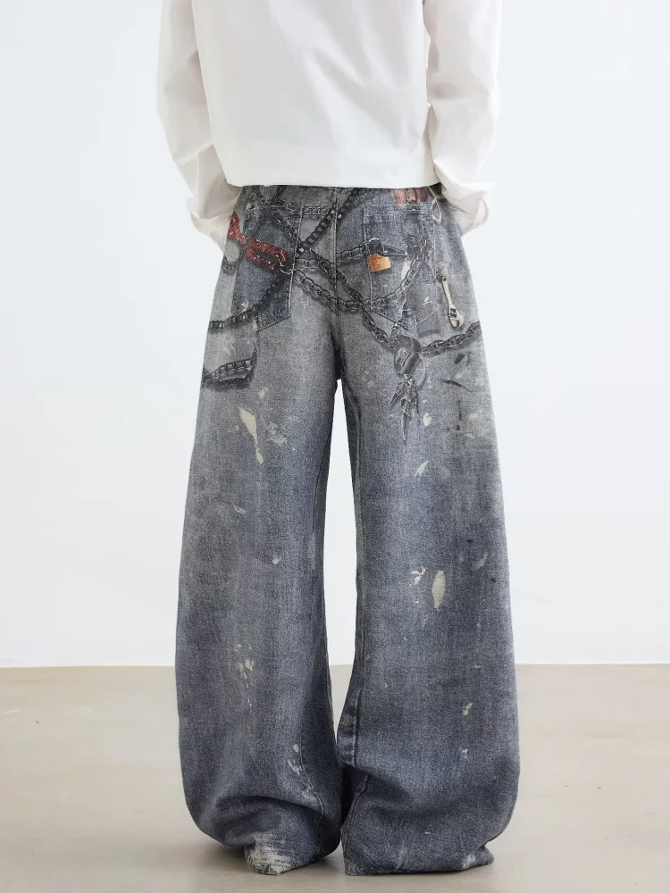 2026 Pantalones Y2K Streetwear 3D Printed Vintage Baggy Jeans Pants For Men Clothes Wide Leg Straight Denim Trousers Moda Hombre