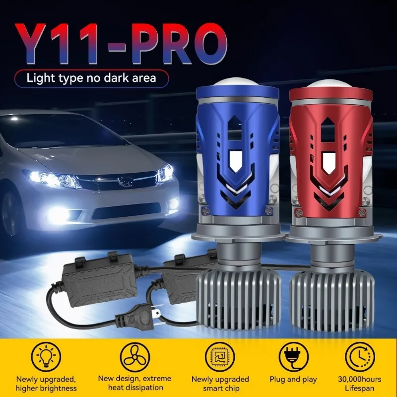 2PCS Car LED Lens Headlight H4 9003 HB2 10000LM 6500K 100W LED Car Headlight Super Bright Focusing Distance Integrated 9V 36V
